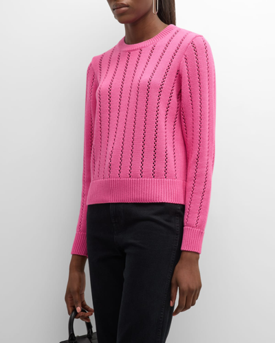 Autumn Cashmere Crewneck Ladder-stitch Cotton Sweater In Sugarberry