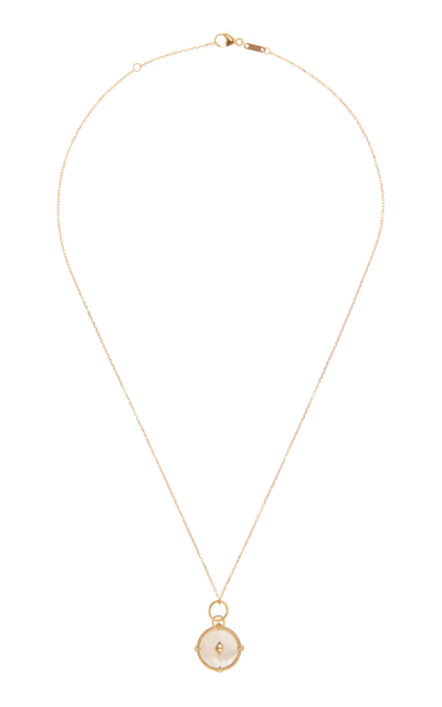 Monica Rich Kosann Adventure Mini 18k Yellow Gold Mother Of Pearl; Diamond Pendant Necklace In White