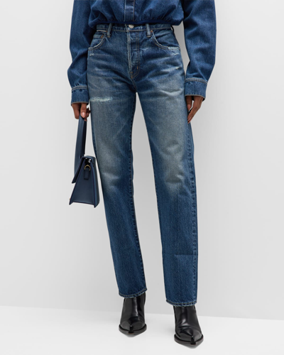 Moussy Vintage Chesney Straight Tapered Jeans In Blu