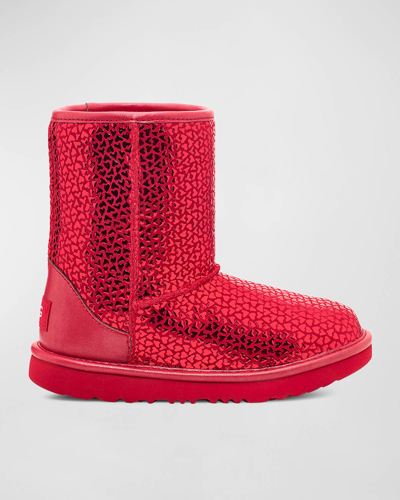 Ugg Girl's Classic Ii Gel Hearts Boots, Kids In Red/red