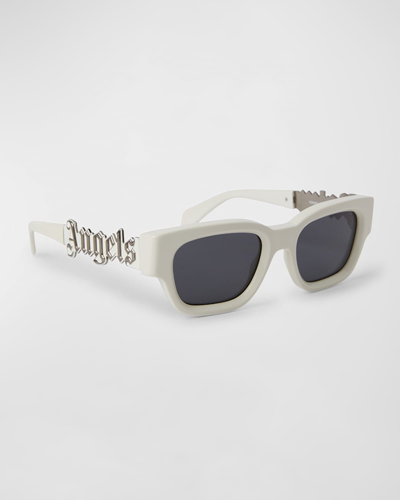 Palm Angels Posey White Acetate & Metal Square Sunglasses