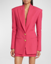 Balmain Classic Wool Blazer With Button Detail In Fuschia