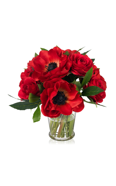 Diane James Designs Faux Red Anemone And Rose Bouquet