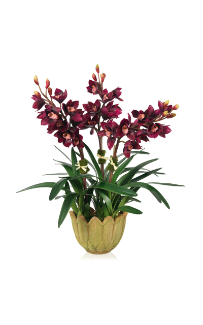 Diane James Designs Faux Burgundy Cymbidium Orchid In Burgundy