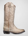 Frye Billy Daisy Leather Tall Western Boots In Light Gold