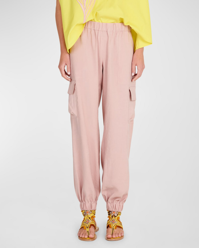 Silvia Tcherassi Jess Mid-rise Cargo Jogger Pull-on Pants In Pink
