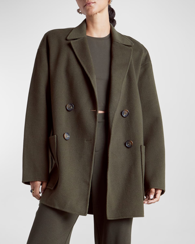 Splendid X Kate Young Wool And Cashmere Double-breasted Coat In Spruce
