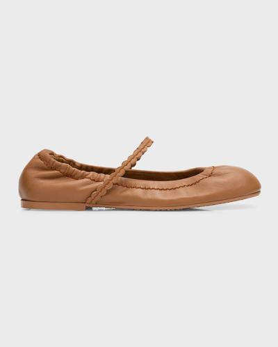 See By Chloé Kaddy Lambskin Mary Jane Ballerina Flats In Tan