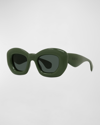 Loewe Men's Inflated Acetate-nylon Butterfly Sunglasses In Shiny Dark Green