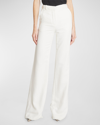 Balmain High-waisted Crepe Flare Pants In White