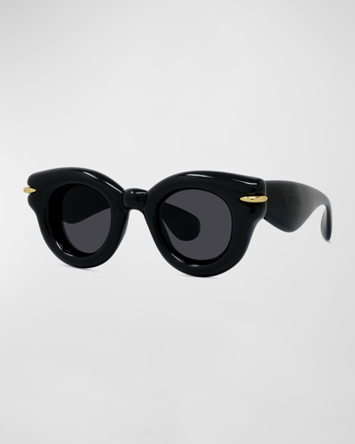 Loewe Men's Inflated Pantos Acetate-nylon Round Sunglasses In Black