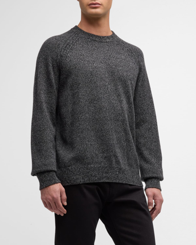 Versace Men's Marled Cashmere Raglan Jumper In Black Grey