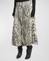 Proenza Schouler Korine Striped Pleated Midi Pull-on Skirt In Ecru Multi