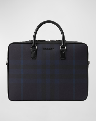 Burberry Ainsworth Leather Laptop Bag In Navy