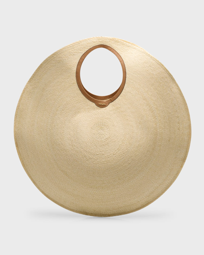 Cult Gaia Amun Xl Round Raffia Shoulder Bag In Neutrals