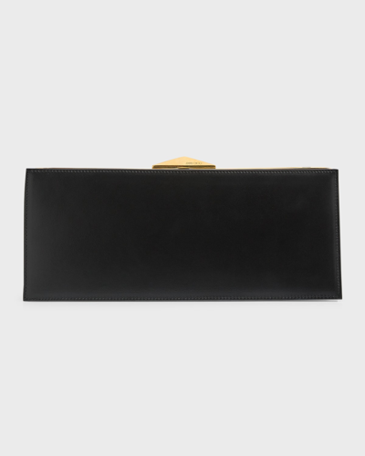 Jimmy Choo Diamond Leather Cocktail Clutch Bag In Black Gold