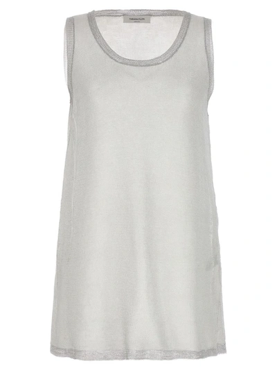 Fabiana Filippi Laminated Yarn Tank Top In Silver