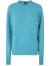 Drumohr Crew Neck Long Sleeve Sweater In Blue