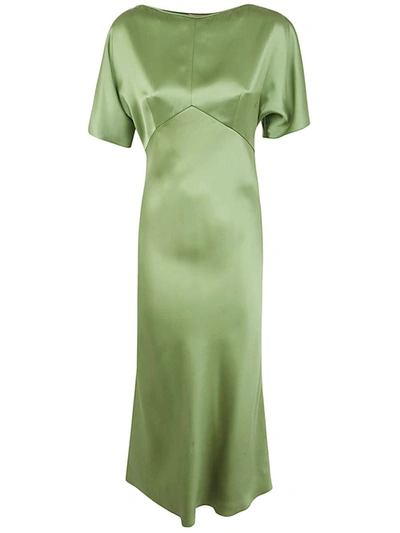 N°21 Slit-sleeve Satin Dress In Green