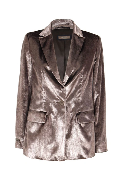 Peserico Wet-look Velvet Blazer In Brown