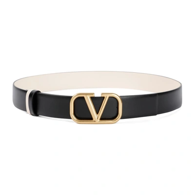 Valentino Garavani Vlogo Leather Belt In White