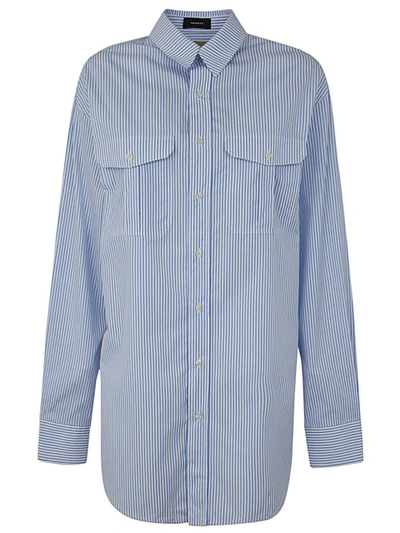Wardrobe.nyc Thin Stripe Shirt Dress In Blue