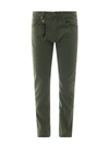 Incotex Stretch Cotton Trouser With Back Suede Logo Patch In Green
