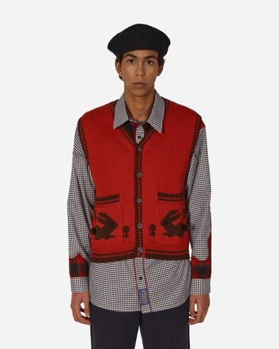 Bode Meadow Merino-wool Vest In Red