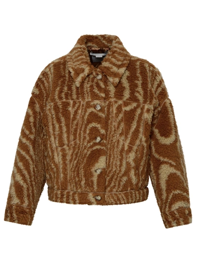 Stella Mccartney Woodgrain Print Teddy Jacket In Marrón