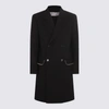 Off-white Double-breasted Virgin Wool Coat In Black