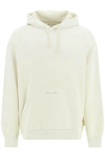 Alyx 1017  9sm Logo Printed Drawstring Hoodie In White