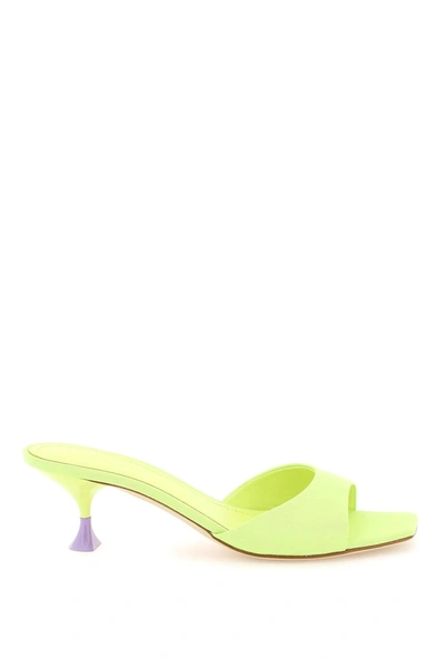 3juin 'kimi' Lime Green Sandals With Contrasting Enamelled Heel In Viscose Woman In Mixed Colours