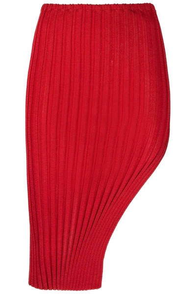 A. Roege Hove Slde-slit Ribbed Skirt In Red