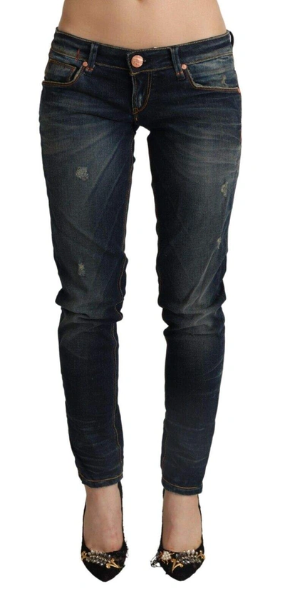 Acht Blue Washed Cotton Low Waist Skinny Denim  Jeans