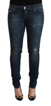 ACHT BLUE WASHED LOW WAIST SLIM FIT DENIM JEANS