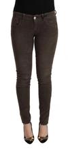 Acht Brown Cotton Slim Fit Denim Low Waist Jeans In Brown