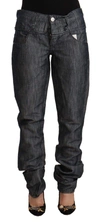 Acht Dark Gray Ramie Mid Wide Waist Straight Denim Jeans In Gray