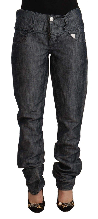 Acht Dark Grey Ramie Mid Wide Waist Straight Denim Jeans