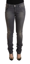 Acht Dark Gray Washed Cotton Denim Skinny Jeans In Gray