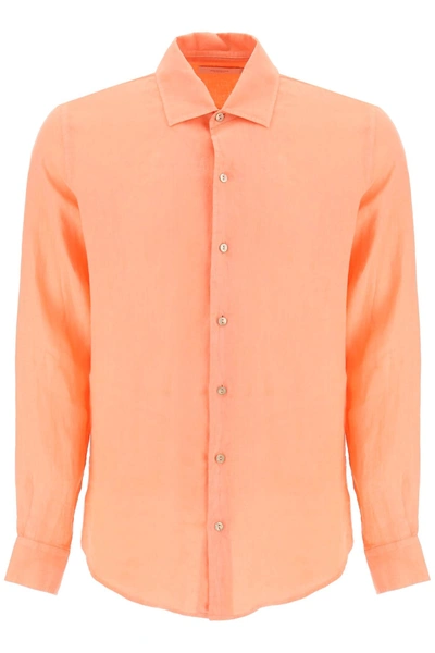 Agnona Classic Linen Shirt In Orange