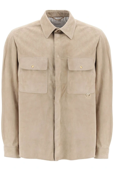 Agnona Suede Overshirt In Beige