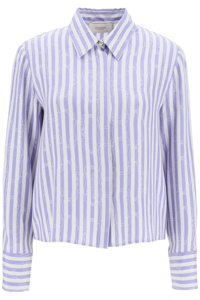 AGNONA STRIPED SHIRT WITH RIBBON MOTIF