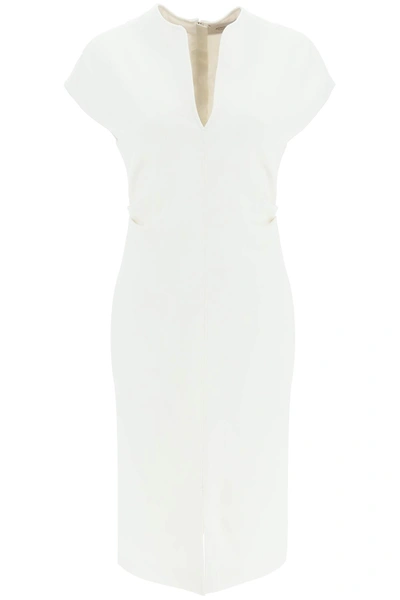 Agnona Wool Crepe Sheath Dress In White