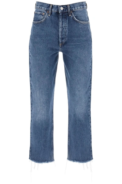 Agolde Riley Cropped Straight Leg Jeans In Blue