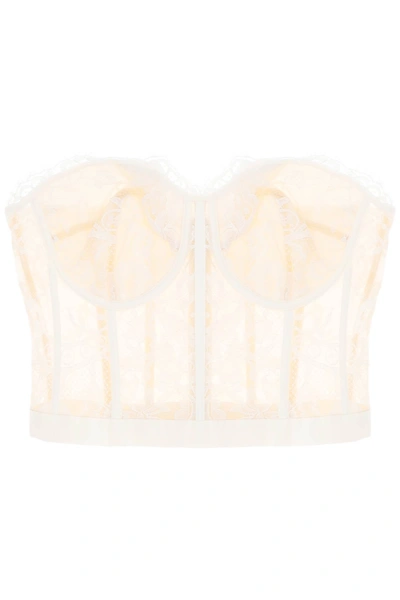 Alexander Mcqueen Cropped Bustier Top In Lace In White