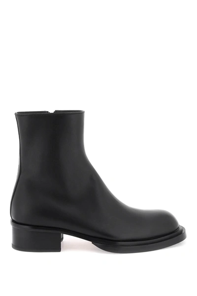 Alexander Mcqueen Cuban Stack Ankle Boots  Shoes Black