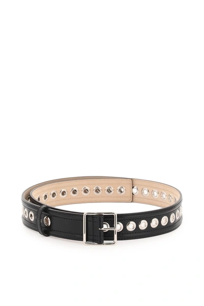 Alexander Mcqueen Medium Belt With Eyelets In Black