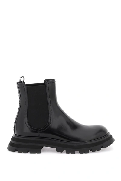 ALEXANDER MCQUEEN SHINY LEATHER CHELSEA BOOTS