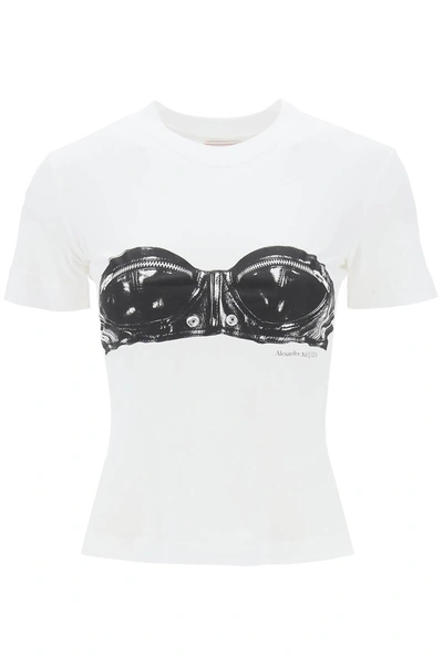 Alexander Mcqueen Bustier Print T-shirt Female White
