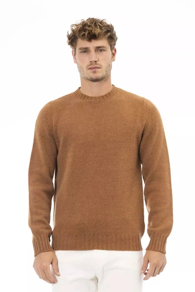 Alpha Studio Beige Alpaca Leather Sweater